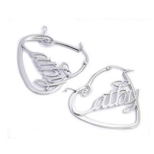 Large Heart Name Earrings