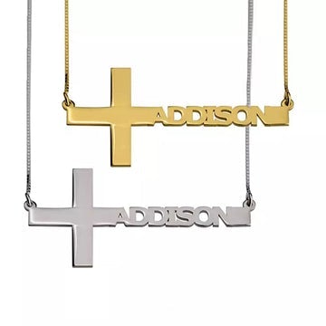 Horizontal Cross Name Necklace