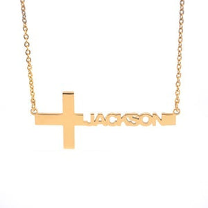 Horizontal Cross Name Necklace