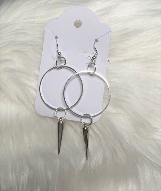 Silver Tone Spike Earrings