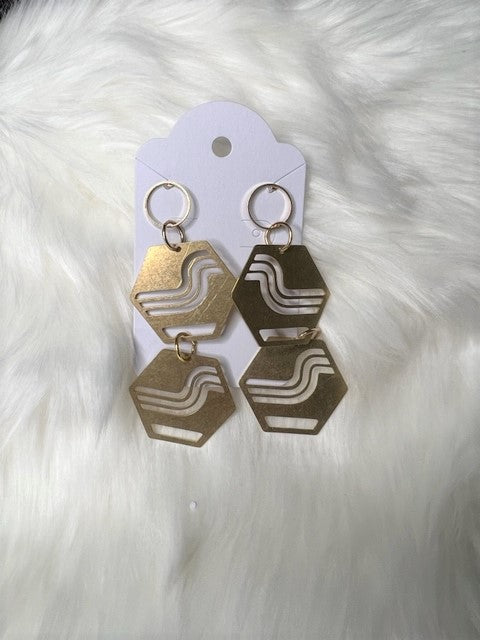 Gold Tone Geometric Earrings